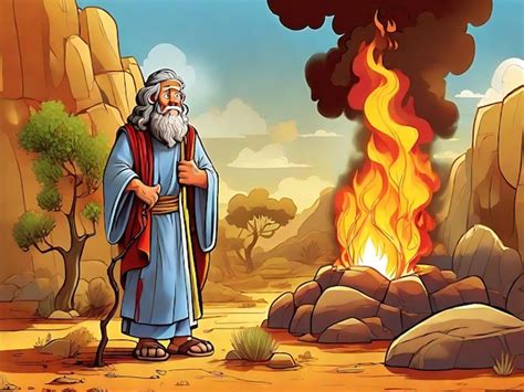 Premium Ai Image Moses And The Burning Bush A Cartoon