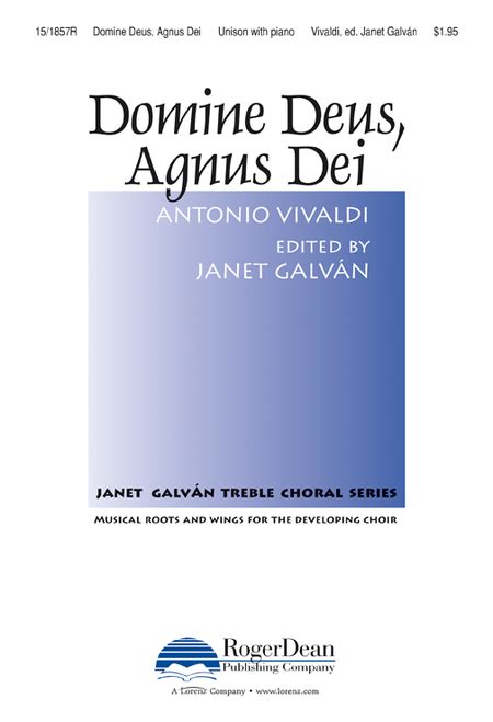 Domine Deus Agnus Dei By Antonio Vivaldi Unison Choir Sheet Music