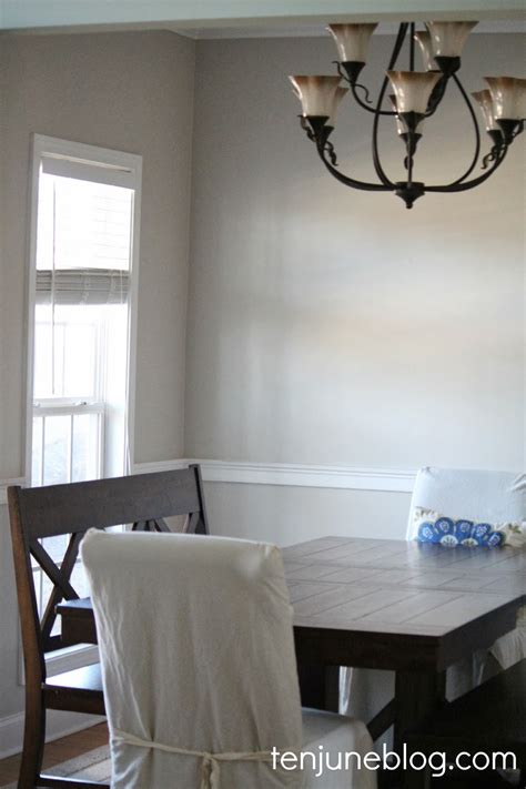 Agreeable gray paint in the dining room, amazing what some paint can do to brighten up a dark room! Ten June: Dining Room Paint Makeover- Sherwin Williams ...