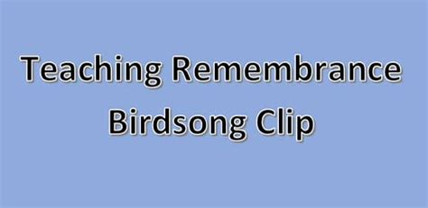 Teaching Remembrance Birdsong Clip On Vimeo