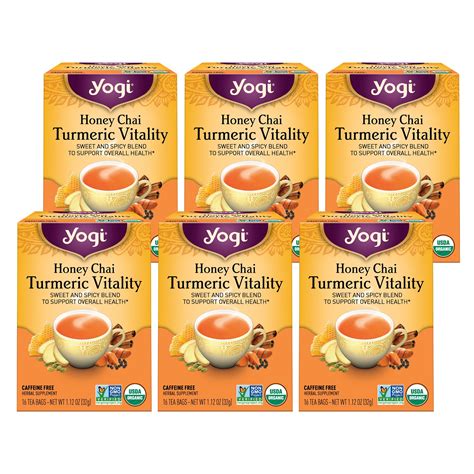 Yogi Tea Honey Chai Turmeric Vitality Herbal Tea Wellness Tea Bags 6