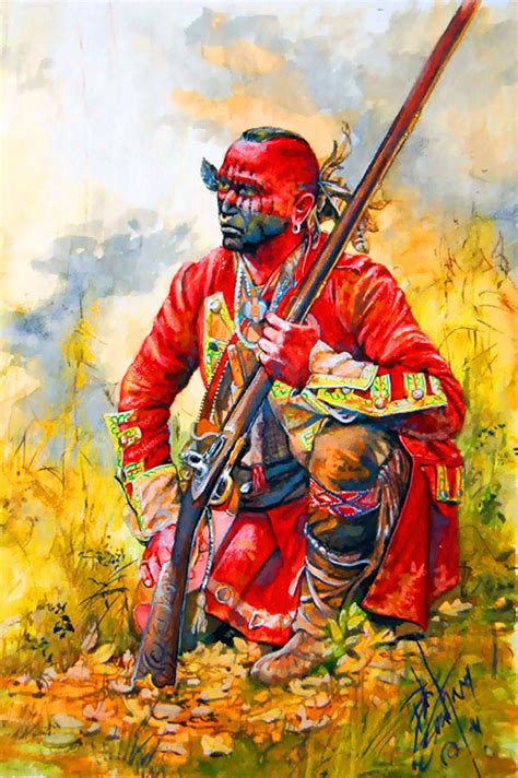 native american indian in british redcoat uniform during the french and indian war native