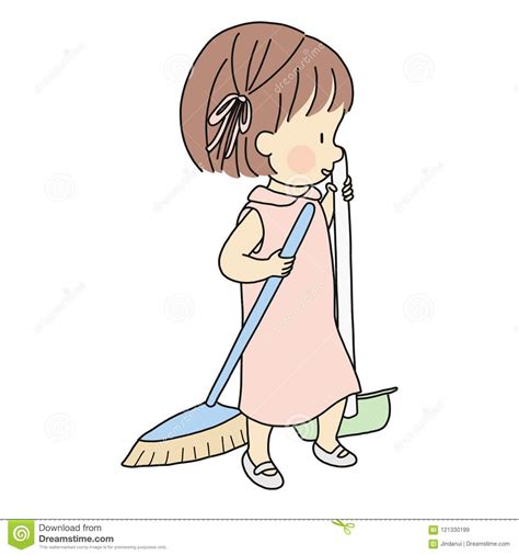 Illustration Of Dustpan And Broom With An Emoji With Funny Characters