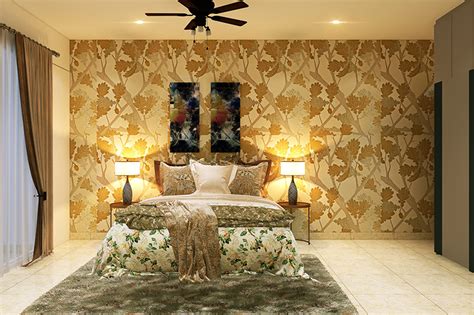 Check out this unique bedroom wallpaper highlighting this romantic space! 20 Modern Bedroom Wallpaper Design Ideas | Design Cafe