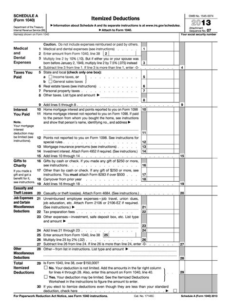 2013 Form Irs 1040 Schedule A Fill Online Printable Fillable Blank