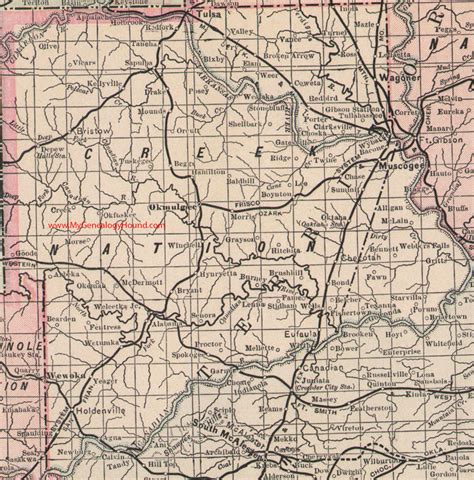 Creek Nation Indian Territory 1905 Map Tulsa Muskogee