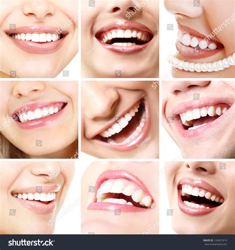 Perfect Smiles Collection Of Beautiful Wide Human Smile With Great Healthy White Teeth Set