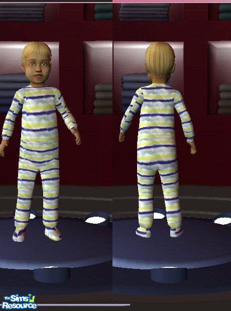 The Sims Resource Blue Stripe Sleepsuit