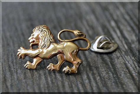 Rts Brass Lion Tie Tac Lapel Pin Animal Lover Brooch T Etsy