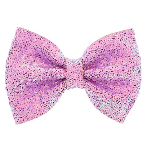 Iridescent Lilac Sequin Glitter Hair Bow Clip Claires Us