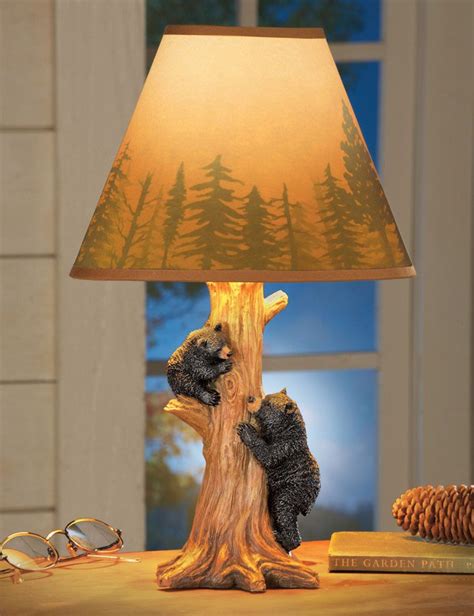 Northwoods Lamp Lodge Cabin Rustic Black Bears Decor Log Cabin Decor