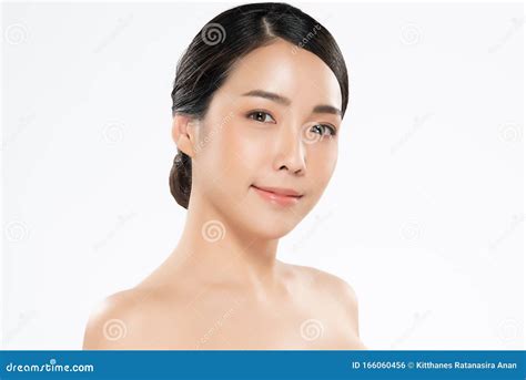 Beautiful Young Asian Woman With Clean Fresh Skin Face Care Facial