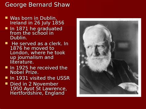 Irish Famous Writers George Bernard Shaw