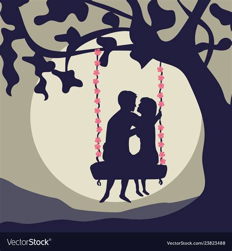 Couple On A Swing Royalty Free Vector Image Vectorstock