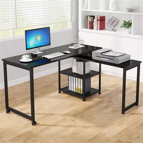 Tribesigns Modern L Shaped Desk With Storage Shelves Deg Rotating