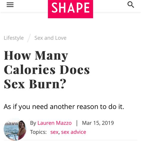 How Many Calories Does Sex Burn Shape Magazine — Jonathan Jordan Fitness
