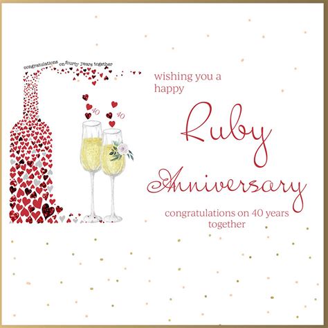 Wishing You A Happy Ruby Anniversary Greeting Card 40th Anniversary Cards