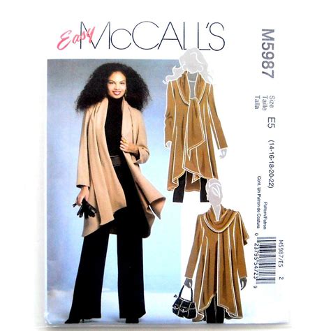 Misses Unlined Coat 14 22 Easy Mccalls Sewing Pattern M5987