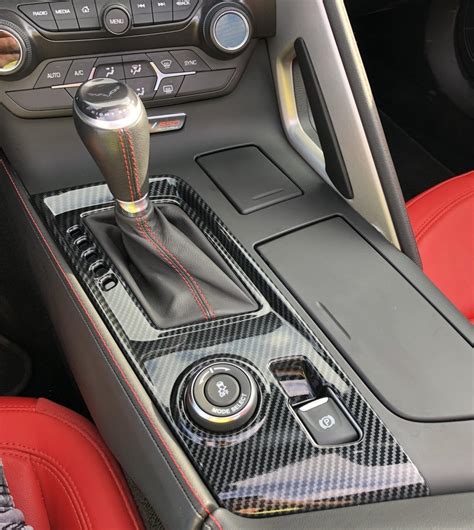 Carbon Fiber Console Gear Shifter Panel Sticker For Chevrolet Corvette