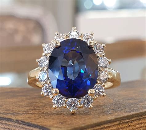 Princess Diana Engagement Ring 4ct Oval Blue Sapphire 14k Etsy Australia