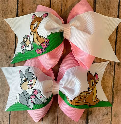 Disney Inspired Bambi And Thumper Hand Painted Hair Bow Etsy