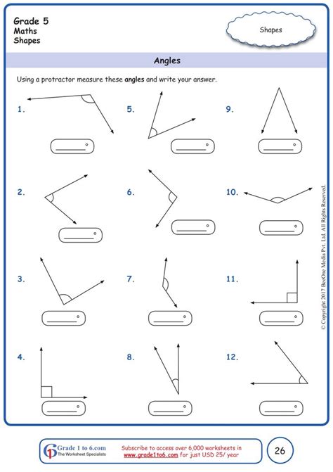 5th Grade Measuring Angles Worksheet