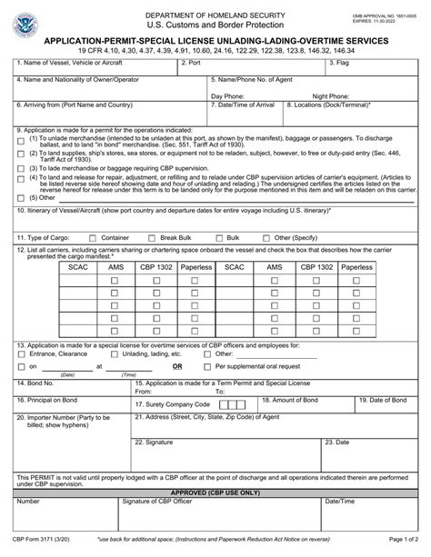 Cbp Form 3171 Download Fillable Pdf Or Fill Online Application Permit