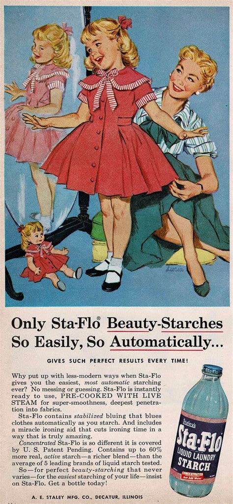Sta Flo Liquid Laundry Starch Vintage Ads 1950s Steam Fabric