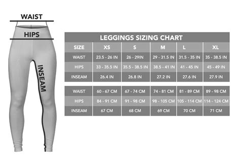 Womens Best Leggings Sizing Chart