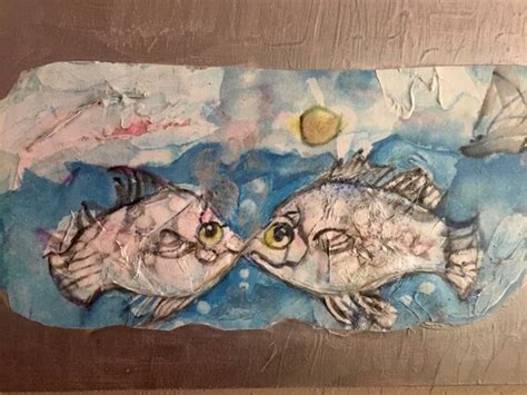 Original Water Color Painting Kissing Fish