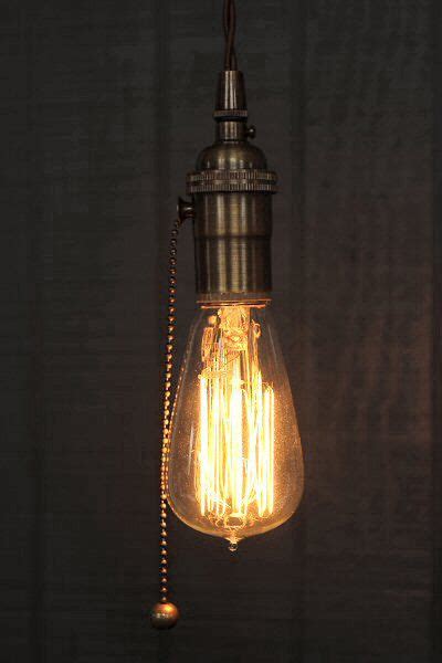Take the light fixture off of the ceiling, remove the wire connectors from the wires and untwist the wires. Industrial Bare Bulb Pendant Light, Pull Chain Socket ...