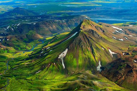 Nature Landscapes Mountains Iceland Snow Birds Eye View