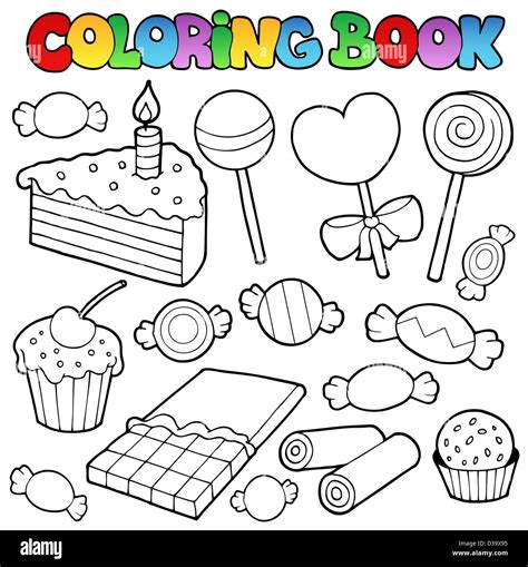 Libro Para Colorear De Dulces Y Pasteles Ilustración