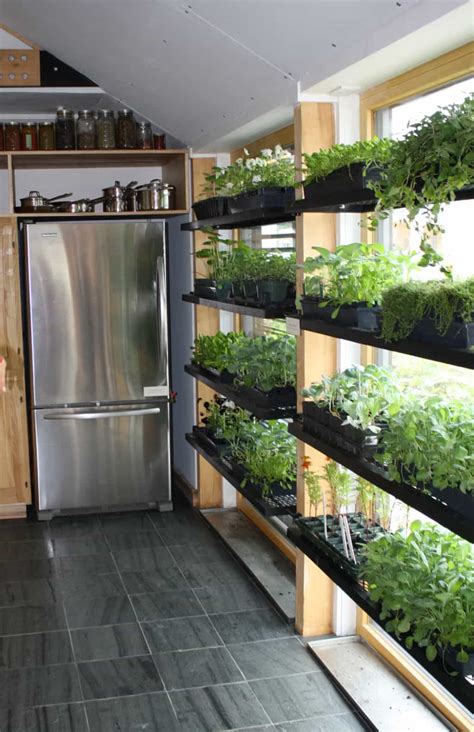 Kitchen With Refrigerator And Indoor Herb Garden Easy