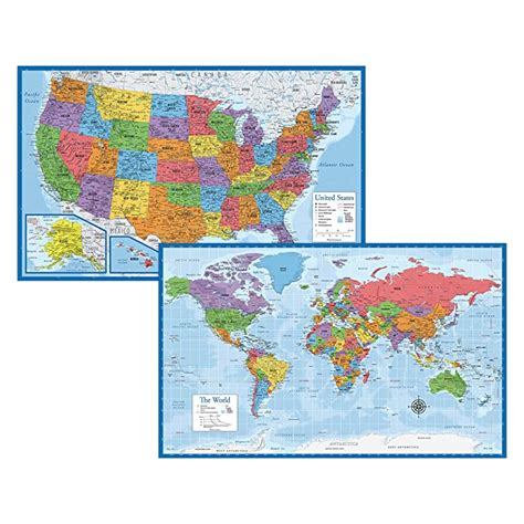 Laminated World Map Us Map Poster Set X Wall Chart Maps My Xxx Hot Girl