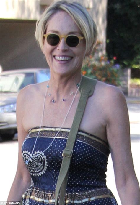 Sharon Stone Turns Heads In Strapless Dress As She Steps Out With Son