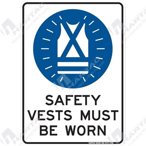 mandatory signs mandatory sign portrait safety vests must be worn company name hartac