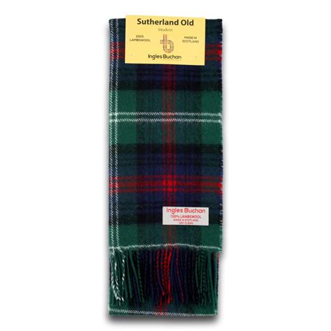Sutherland Old Tartan Scarf Made In Scotland 100 Wool Scottish Plaid