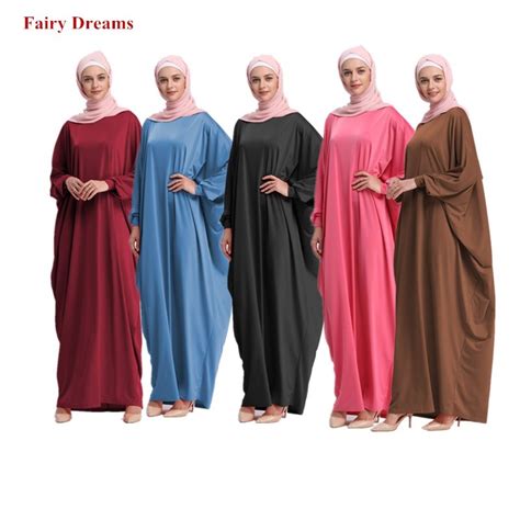 Muslim Maxi Dress Women Loose Red Blue Black Abaya Dubai Long Robe