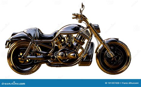 3d Rendering Of A Golden Motorcycle On Isolated On A White Background