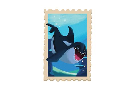 Vintage Postal Stamp Evil Orca Kawaii School Of Fish Svg Cut File By