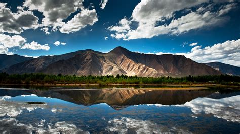 1920x1080 Clouds Reflection Tibet China Lake Bird Mountains