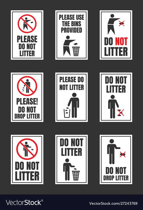 Do Not Litter Signs Set Keep Clean Icons Vector Image
