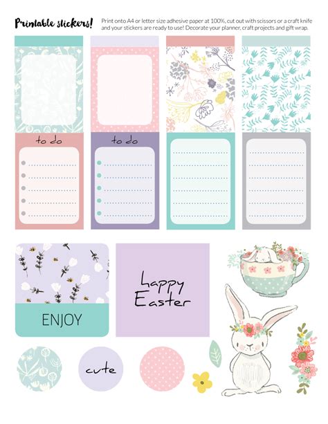 Free Printable Easter Stickers For Planners T Wrapping And Craft