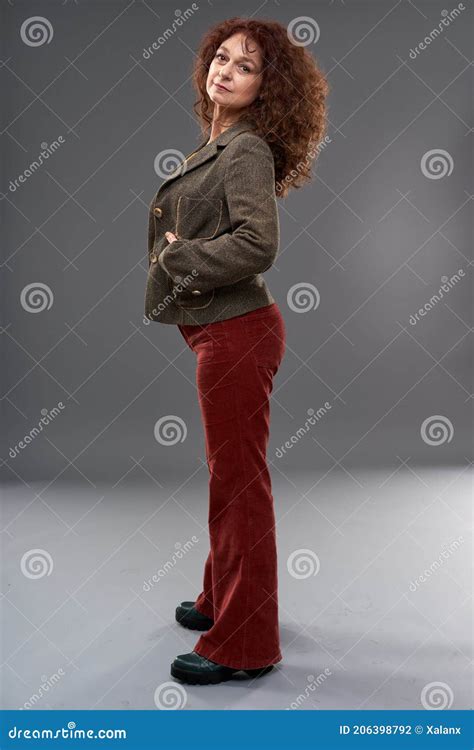 Curly Redhead Mature Woman Stock Photo Image Of Model