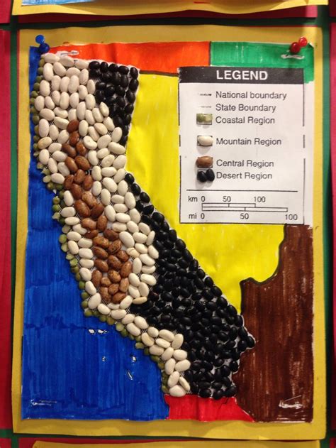 Ca Region Relief Map Bean Project Different Color Beans