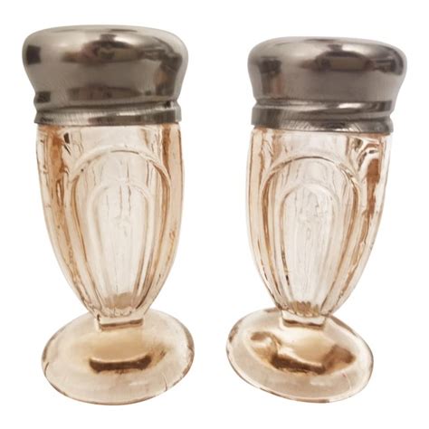 If you want to add salt and pepper to your glass and there is no shaker in your pattern try adding one. Vintage Art Deco Pressed Pink Glass Footed Salt and Pepper ...