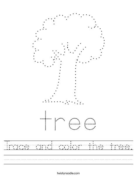 Trace And Color The Tree Worksheet Twisty Noodle