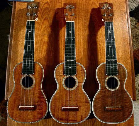 Stunning Photo Of Three Rare Vintage Martin Style 5 Ukuleles On The