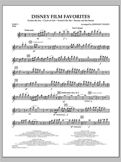 Disney Film Favorites Pt1 Flute Sheet Music Johnnie Vinson